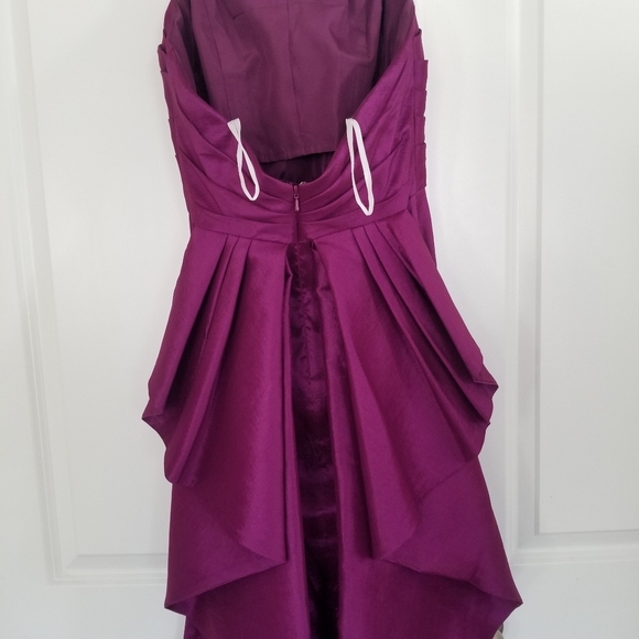 Mac Duggal Purple Strapless Formal Gown Cascading Waterfall Draped Back Size 6 - Picture 4 of 14